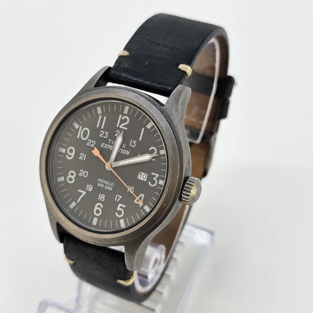 TIMEX Expedition 40MM Men's Watch Black Dial Date Black Bands NEW Battery READ